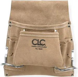 Nail and Tool Pouch w/ 2 Hammer Loops, Leather CLC I823X