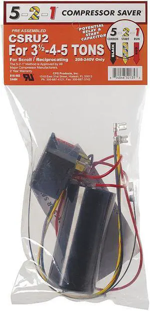 5-2-1 COMPRESSOR SAVER CSRU2 Hard Start Kit, Potential Relay, Start Capacitor,