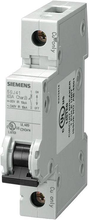 SIEMENS 5SJ41166HG40 IEC Miniature Circuit Breaker, 5SJ4 Series, 16A, 1 Pole,