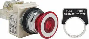 SCHNEIDER ELECTRIC 9001KR9P35RH13 Illuminated Push Button, 30 mm, 1NO/1NC, Red