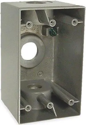 BELL OUTDOOR 5385-0 Weatherproof Electrical Box, 1 Gang, 1/2 in Hub Size, 3