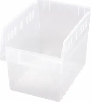 QUANTUM STORAGE SYSTEMS QSB807CL Clear Shelf Bin, 11-5/8"L x 8-3/8"W x 8"H