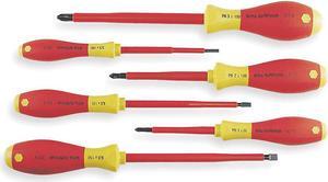 WIHA 32092 Insulated Screwdriver Set, Slotted/Phillips Tip, Alloy Steel with