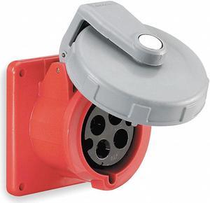 HUBBELL WIRING DEVICE-KELLEMS HBL4100R7W IEC Pin and Sleeve Receptacle,100A,480V