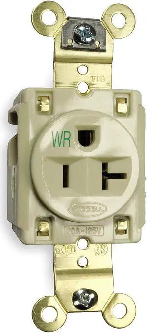 HUBBELL WIRING DEVICE-KELLEMS HBL5361IWR Straight Blade Receptacle, 5-20R, 20