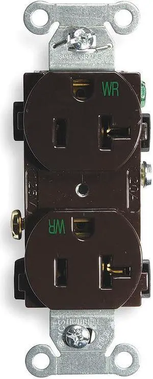 HUBBELL WIRING DEVICE-KELLEMS BR20WR Straight Blade Receptacle, 5-20R, 20 A,