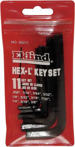 EKLIND 69211 11 Piece SAE L-Shape Hex Key Set, 69211