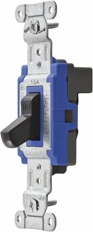 HUBBELL WIRING DEVICE-KELLEMS SNAP1203BK Wall Switch, 3-Way, 120/277V, 15A,