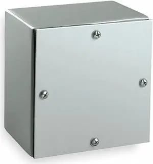 6"H x 6"W x 4"D Metallic Enclosure, Gray, Knockouts: No, Screws Closure Method