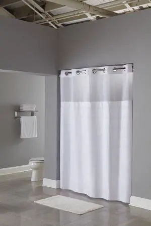 HOOKLESS HBH20MPT01SLAM Shower Curtain, Plastic, White, 71 in W, 77 in L