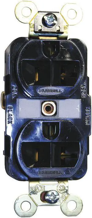 HUBBELL WIRING DEVICE-KELLEMS HBL5362BK Straight Blade Receptacle, 5-20R, 20 A,