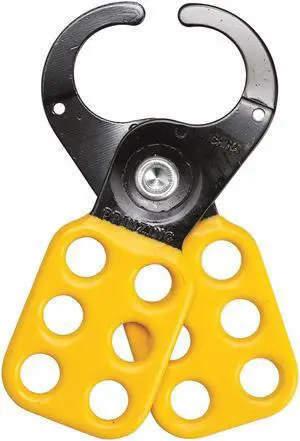 BRADY T220 Lockout Hasp, Standard, 6 Lock, 5 In. L, Color: Yellow
