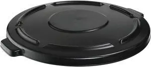 RUBBERMAID FG264560BLA Trash Can Top,Flat,Snap-On Closure,Black