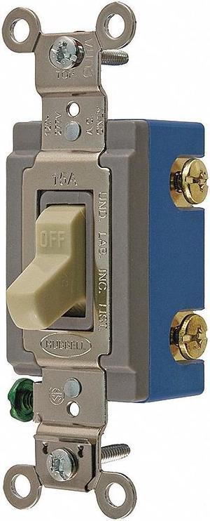HUBBELL WIRING DEVICE-KELLEMS HBL1204I Wall Swtch,4-Way,120/277V,15A,Ivry,Toggl