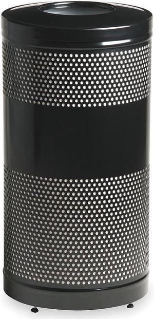 25 gal. Steel, Rigid Plastic Round Trash Can, Open Top, Black RUBBERMAID FGS3ETBKPL