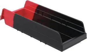 AKRO-MILS 36468BLKRED Shelf Storage Bin, Plastic, Black/Red, 4 in H, 6 5/8 in