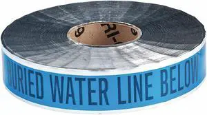 ZORO SELECT 91603 Underground Marking Tape, Caution Buried Water Line Below,