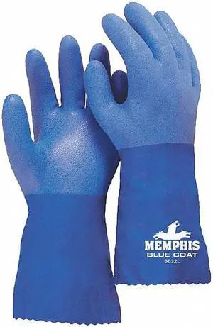 Mcr Safety PVC Chemical Resistant Gloves,  3XL,  12" Glove Length,  Blue,  1 PR