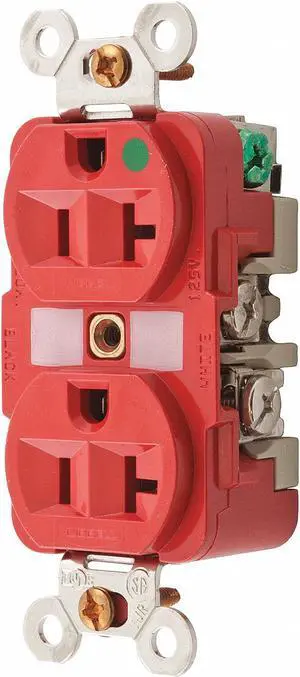 HUBBELL WIRING DEVICE-KELLEMS HBL8300RMRI Straight Blade Receptacle, 5-20R, 20
