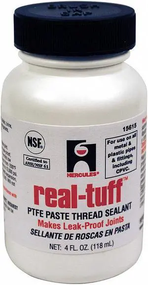 HERCULES 15615 Pipe Thread Sealant 4.8 fl oz, Brush-Top Can, Real Tuff, White,