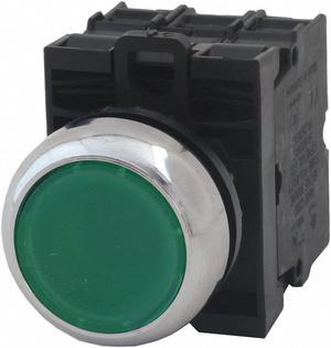 EATON M22M-DL-G-K20-G Illuminated Push Button,22mm,Green