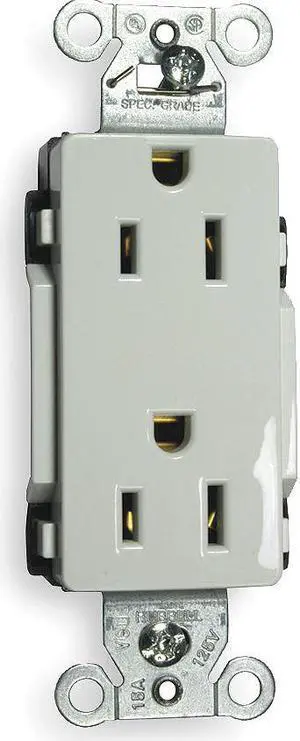 HUBBELL WIRING DEVICE-KELLEMS DR15WHI Straight Blade Receptacle, 5-15R, 15 A,