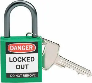 Lockout Padlock,KD,Green,1-2/5"H,PK6 BRADY 118927