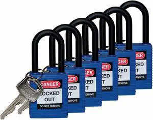 Lockout Padlock,KA,Blue,1-3/4"H,PK6 BRADY 123343