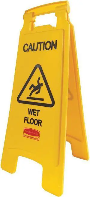 Rubbermaid Plastic,  Floor Safety Sign,  11" Width,  25" Height,  Yellow