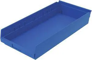 AKRO-MILS 30174BLUE Blue Shelf Bin, 23-5/8"L x 11-1/8"W x 4"H, Inside Width: 10