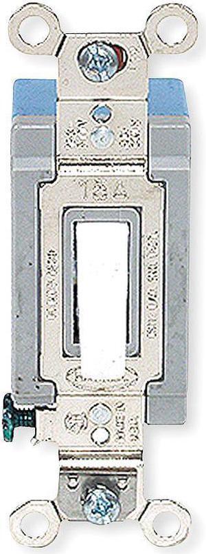 HUBBELL WIRING DEVICE-KELLEMS HBL1201W Wall Swtch,1-Pole,120/277V,15A,Wht,Toggl