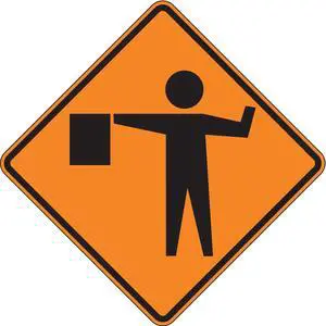 LYLE W20-7A-30HA Flagger Symbol Traffic Sign, 30 in W, 30 in H, Aluminum, Orange