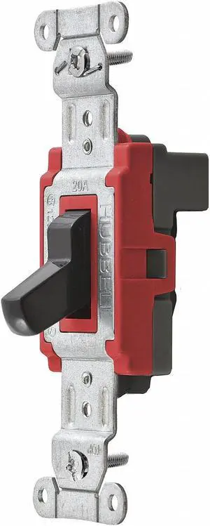 HUBBELL WIRING DEVICE-KELLEMS SNAP1221BK Wall Swtch, 1-Pole, 120/277V, 20A,
