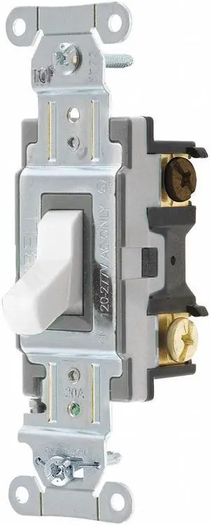 HUBBELL WIRING DEVICE-KELLEMS CSB320W Wall Switch,20A,White,1 HP,3-Way Switch