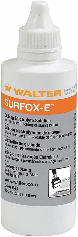 WALTER SURFACE TECHNOLOGIES 54A041 Etching Solution,3.4 oz.