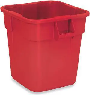 RUBBERMAID COMMERCIAL FG352600RED 28 gal Square Trash Can, Red, 25 in Dia, Open