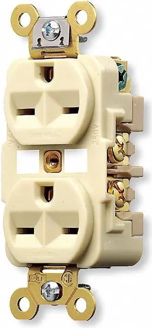 HUBBELL WIRING DEVICE-KELLEMS HBL5662I Duplex Straight Blade Receptacle, 6-15R,