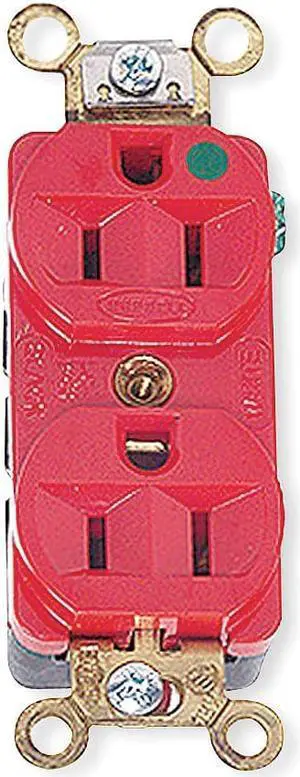 HUBBELL WIRING DEVICE-KELLEMS HBL8300HRED Straight Blade Receptacle, 5-20R, 20
