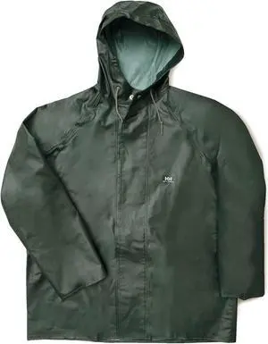 HELLY HANSEN 70300_490-XL Rain Jacket with Hood,Green,XL