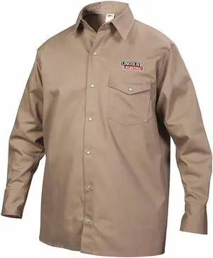 Khaki Flame-Resistant Collared Shirt, Size: XL, Fits Chest Size: 49-1/2" to 54"
