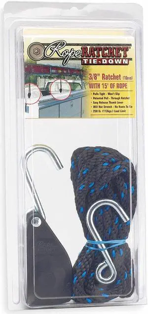 ROPE RATCHET 10025 Rope Ratchet,Hook,15 ft.L,Polypropylene