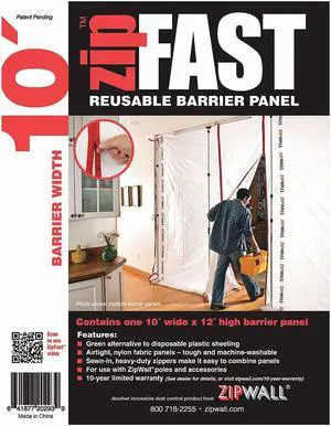 ZIPWALL ZF10 Barrier Panel,10ftLx12ftH,White