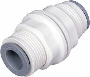 PARKER 6316 56 00WP2 Bulkhead Union, 1/4 in Tube Size, Nylon, White, 10 PK