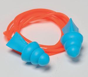 TASCO 100-09020 Tri-Grip Reusable Vinyl Ear Plugs, Flanged Shape, 27 dB, Blue,