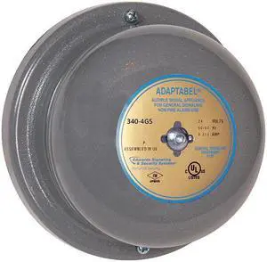 EDWARDS SIGNALING 340-4G5 Vibrating Bell, Continuous, 24V AC, 88 dB, Steel,