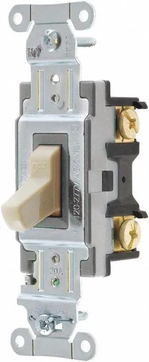 Wall Switch,20A,Ivory,1 HP,1-Pole Switch HUBBELL WIRING DEVICE-KELLEMS CSB120I