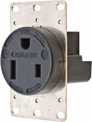 HUBBELL WIRING DEVICE-KELLEMS HBL9367 Straight Blade Receptacle, 6-50R, 50 A,