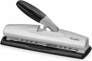 Swingline Paper Punch, 3-Hole, 12 Sheet Black/Silver  Metal  A7074026E