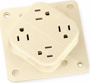HUBBELL WIRING DEVICE-KELLEMS HBL415I Straight Blade Receptacle, 5-15R, 15 A,