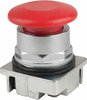 Pushbtn, Non-Ill, Maint, Mush., 30mm, Mtl, Red